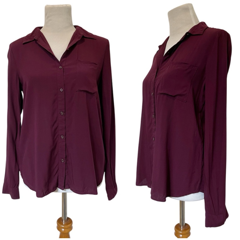 EUC Burgundy Button Down Shirt | Forever 21, Size S
